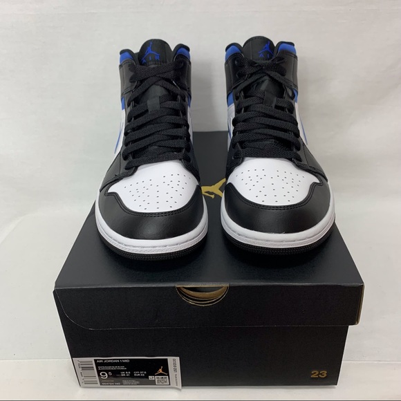 Air Jordan 1 Mid White Black Royal New - Picture 2 of 10